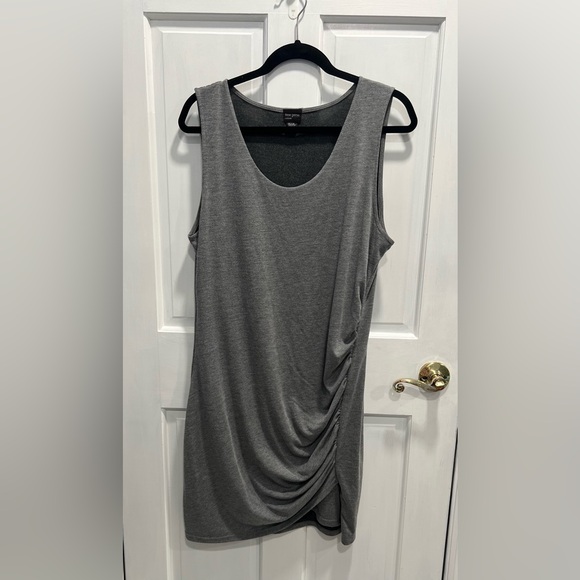 FREE PRESS Nordstrom Draped Ruched Gray Sleeveless Mini Dress SIZE XL Pre Loved - Picture 1 of 6